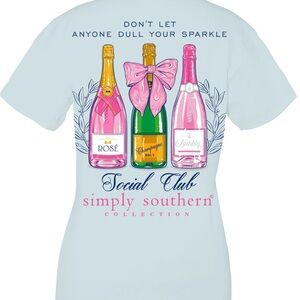 Simply Southern Light Blue Tee with Champagne Graphics